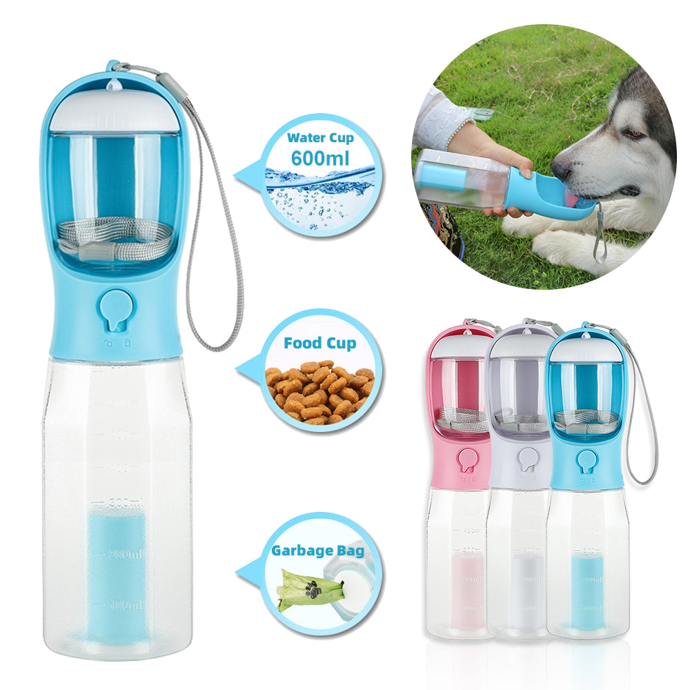 3-in-1 Portable Dog Water Bottle 600ml