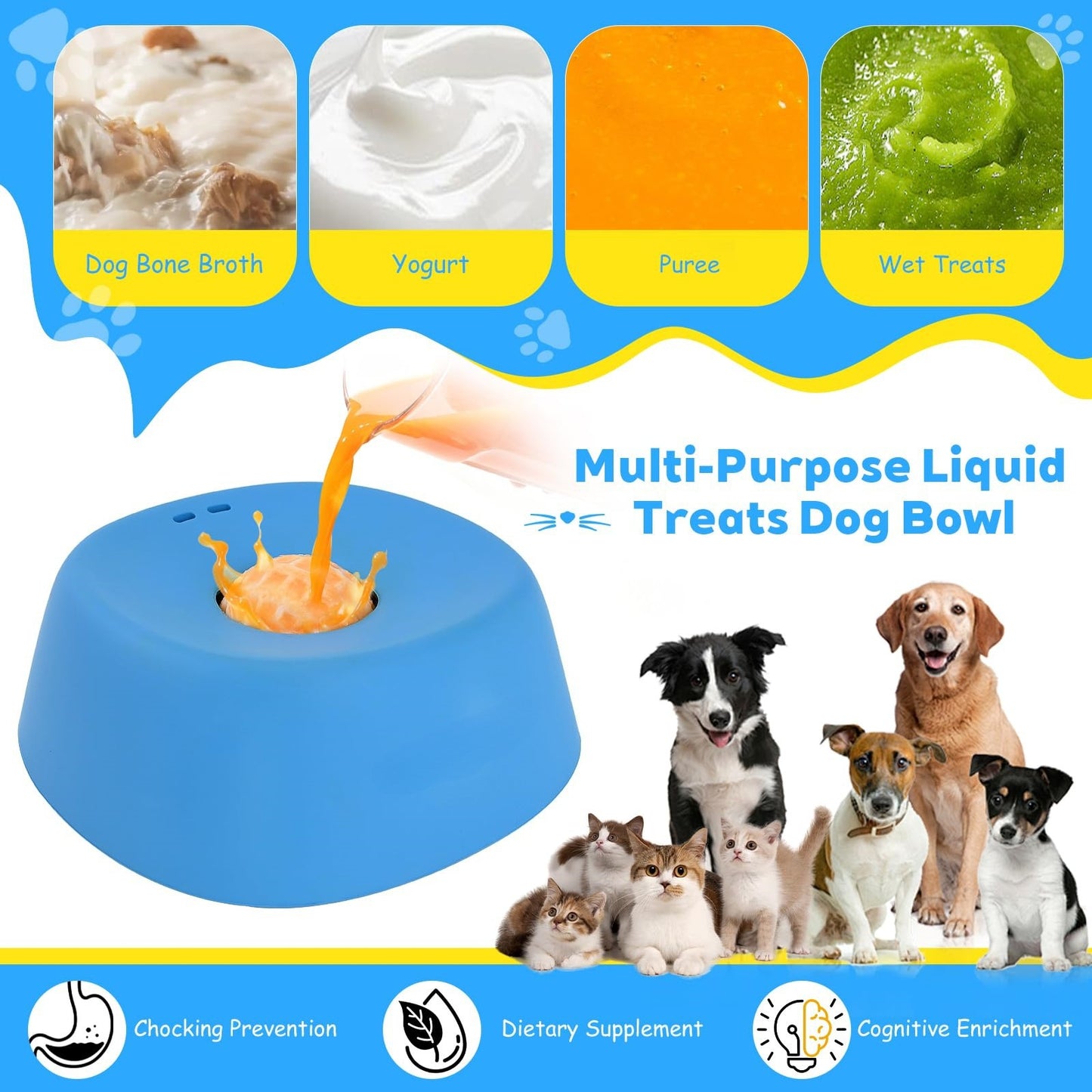 Slow Feeder Dog Bowl Anti-Slip Lick Bowl